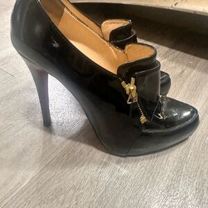 Christian Louboutin (Black Loafer Style Heels)
